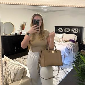 Michael Kors Adjustable Crossbody Leather Satchel Bag